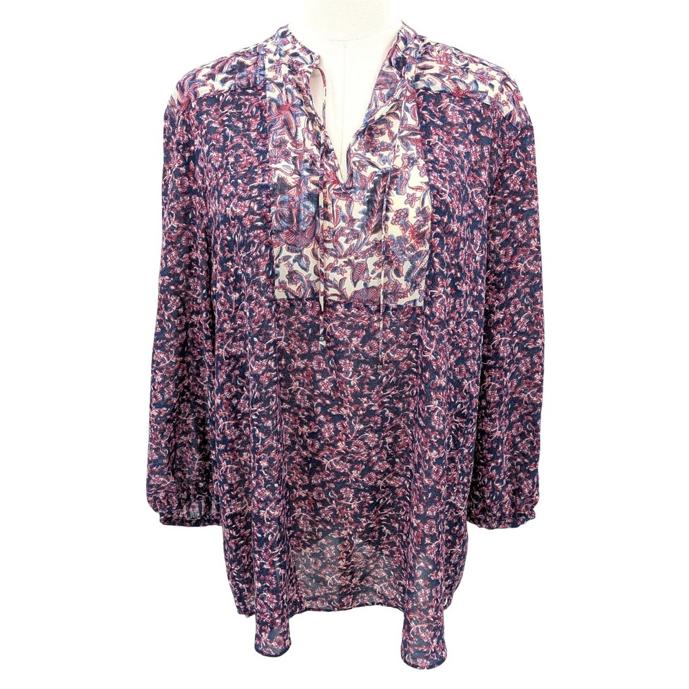 Sheer Paisley Floral‎ Blouse Boho Lightweight Spring Tunic XL Tall